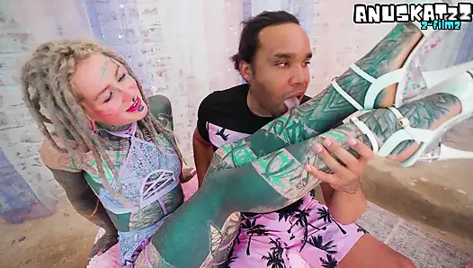 Tattooed Whore's First BBC Anal, Deepthroat, ATM, Dripping Cum Facial Finish