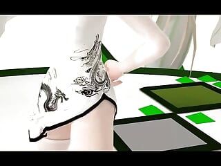 Ado mignonne dansant en robe chinoise + déshabillage progressif (3D HENTAI)