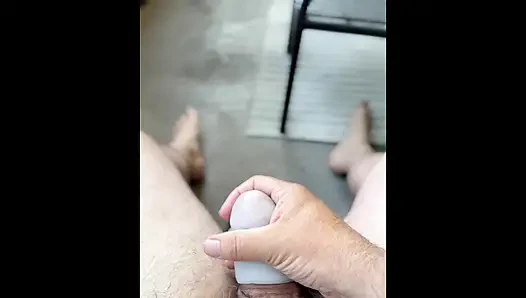 Balcony wank paranoia cum as lube plus slowmo bonus