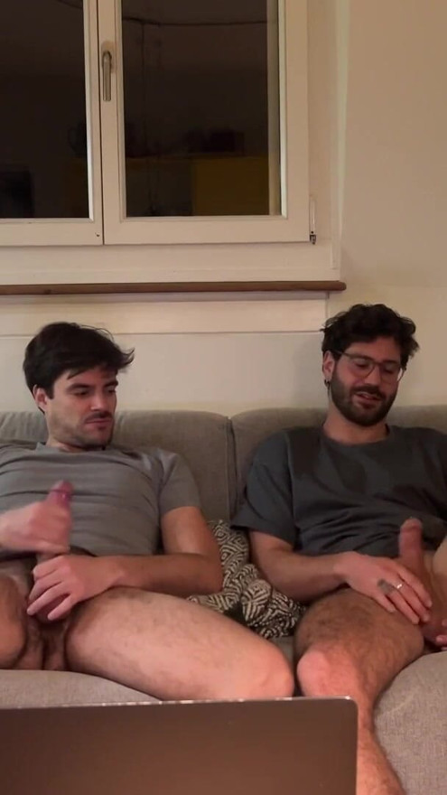 Watching porn with my straight friend until i asked him to grab my cock | Clip 1