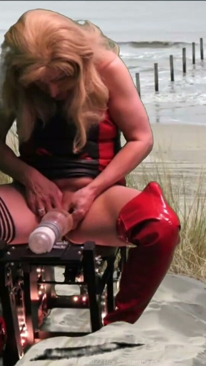 Mrs Samantha riding three Dildos on her Monkey Rocker fuck chair | Clip 1