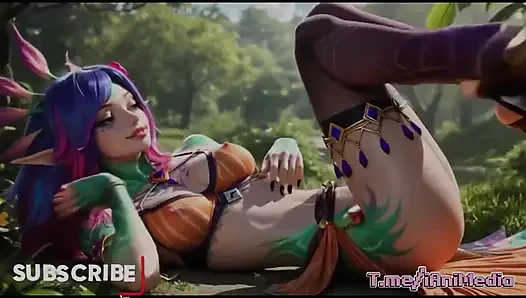 Heiße Neeko im Wald Bikini und Gesichts-Sperma-Shot