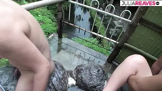 Horny girls get fucked during a party in the wilderness