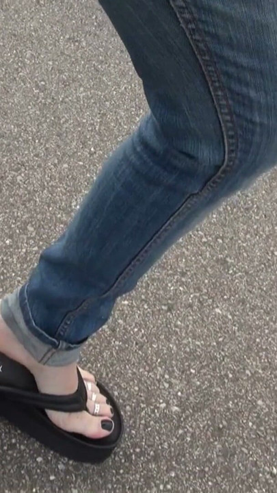 crossdresser with sexy feet flashing cock | Clip 1