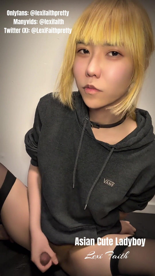 Cute Asian Femboy Lexi Faith jerk off and cumshot | Clip 1