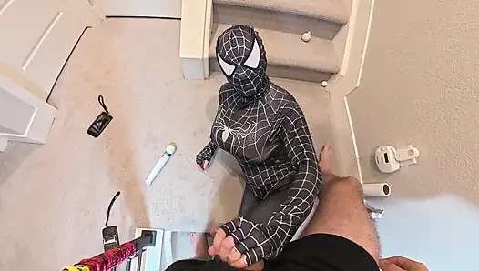 Spider Girl Anal Creampie with a Big Tits Rides Dick Until He Cums. Anal Destroyed by Big 8inch Dick