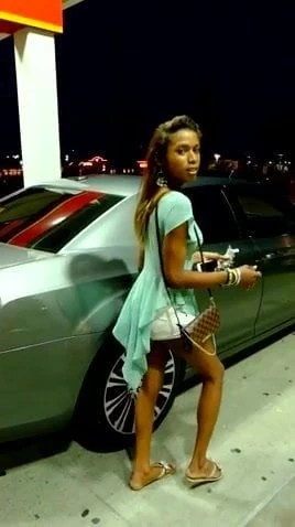 Blasian t-girl slut at a wawa