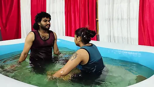 Pool-romantik mit lippensperre