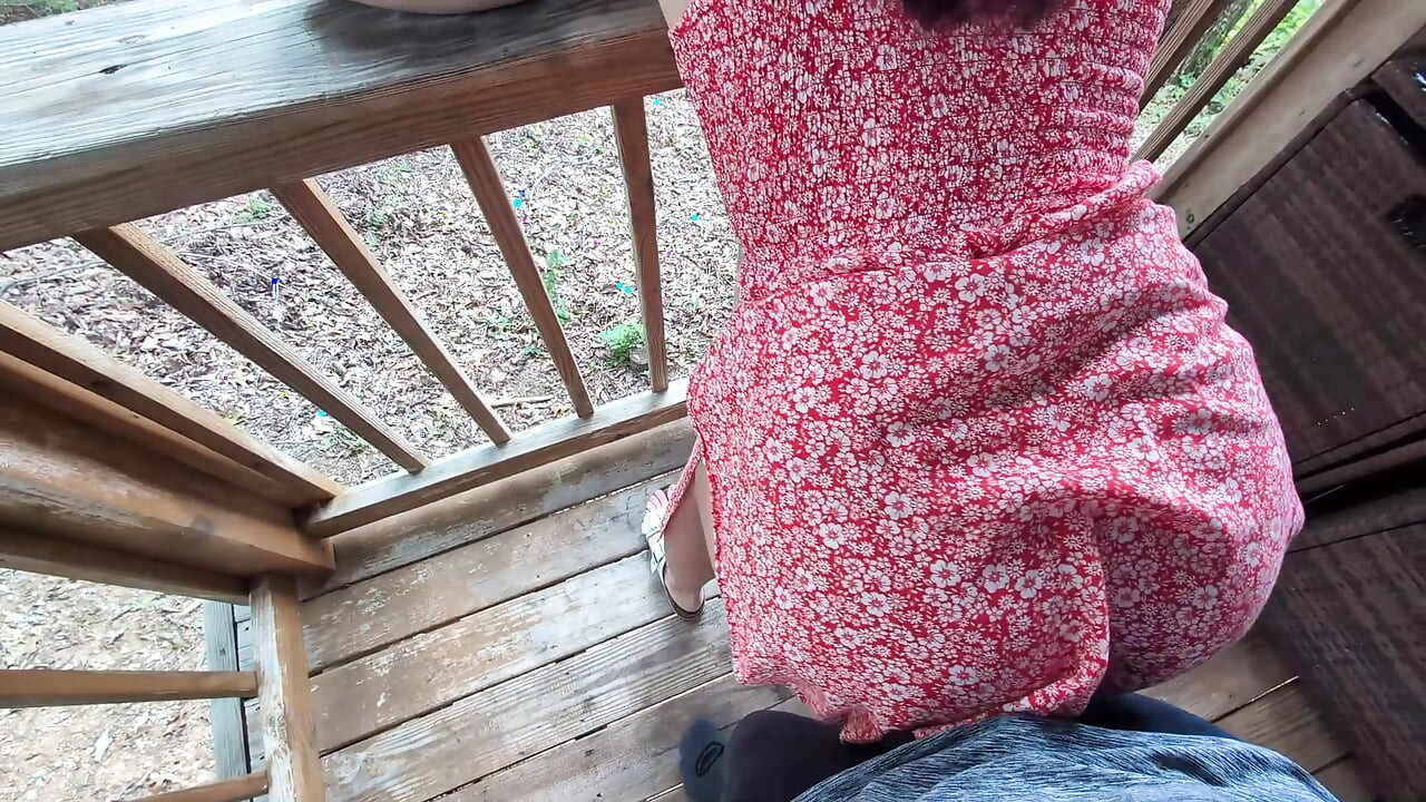 POV lap dance from redhead in summer dress