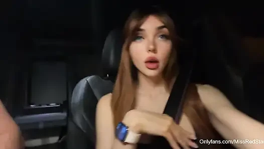 Night Ride and Night Car Blowjob with Pornstar MissRedStar