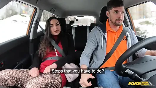 Fake Driving School - Nataly Gold Gets in the Car Without Wearing Any Panties