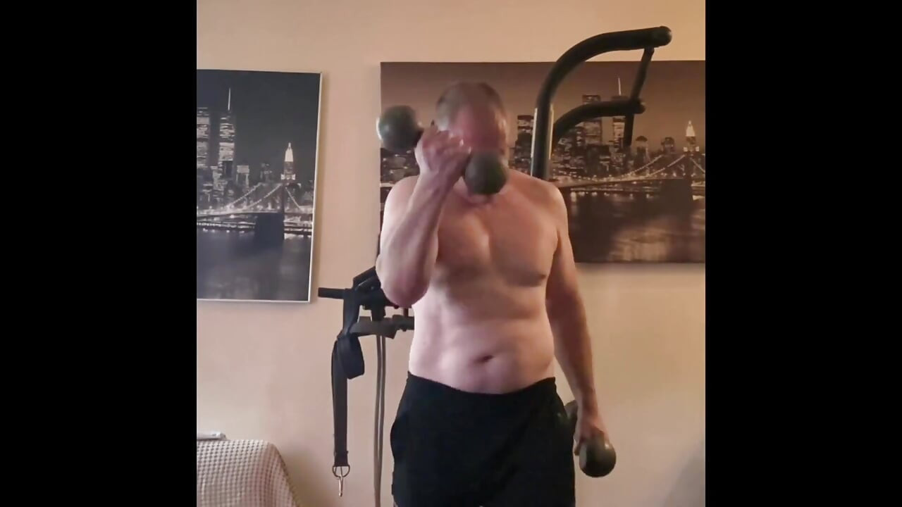 Olf Man Masturbating After Workout
