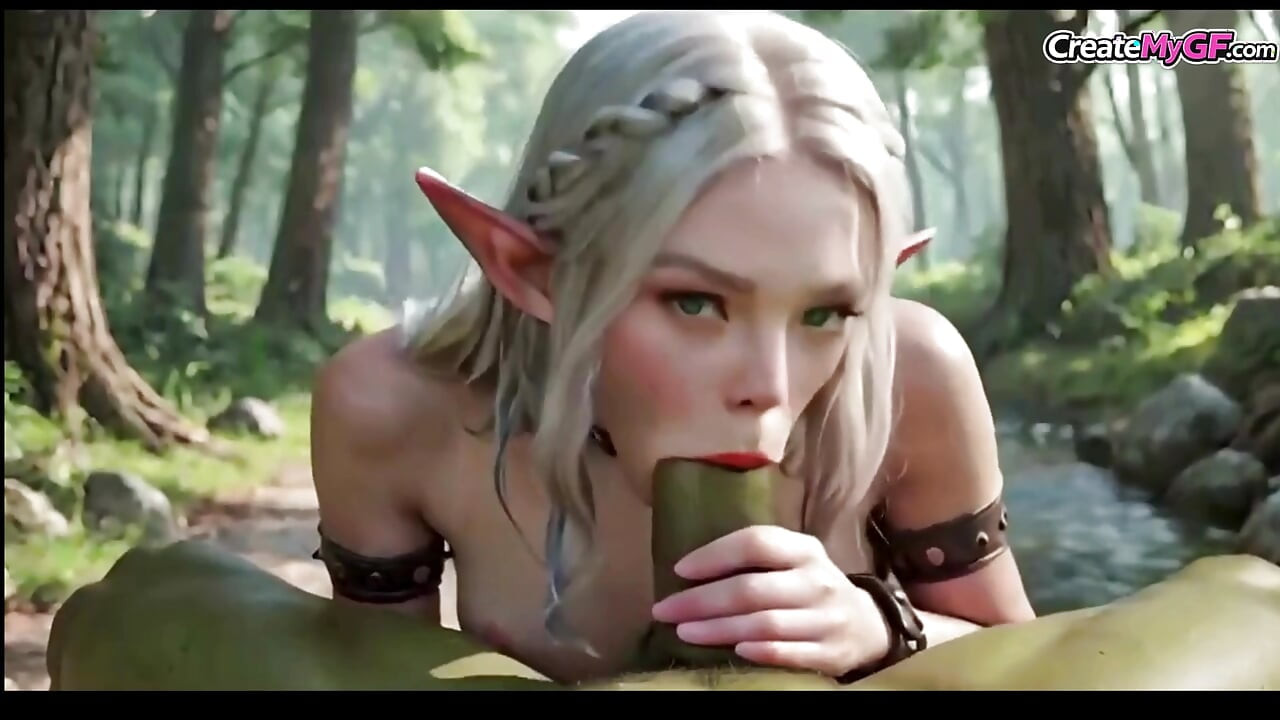 Gadis peri super seksi nyepong kontol monster hutan gelap - animasi 3d