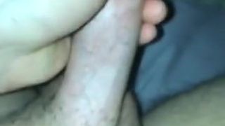 Stroking my horny cock at the night time