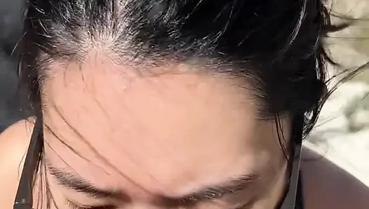 OUTDOOR blowjob while hiking in the desert - AMATEUR WMAF - Cum in Mouth PUBLIC BJ Swallow