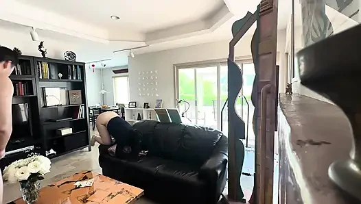 Chinese stud Yummy Jimmy fucks stripper Slutty Kitty in the living room