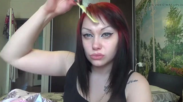 Brushing my hair with little and big brush and by long nails
