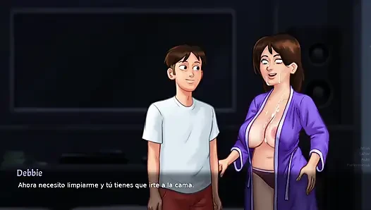 Üvey oğlum mastürbasyon yaparken yakaladım, göğüslerimle ona yardım ettim - Summertime saga