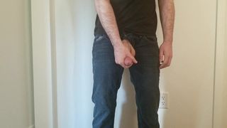 Teasing my cock and balls in jeans