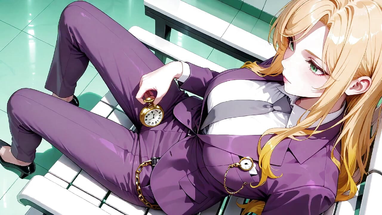 Blonde Boss in Purple Suit! Office Train Private Moments. She's Multitasking with Files While Secretly Adjusting Her Skirt...