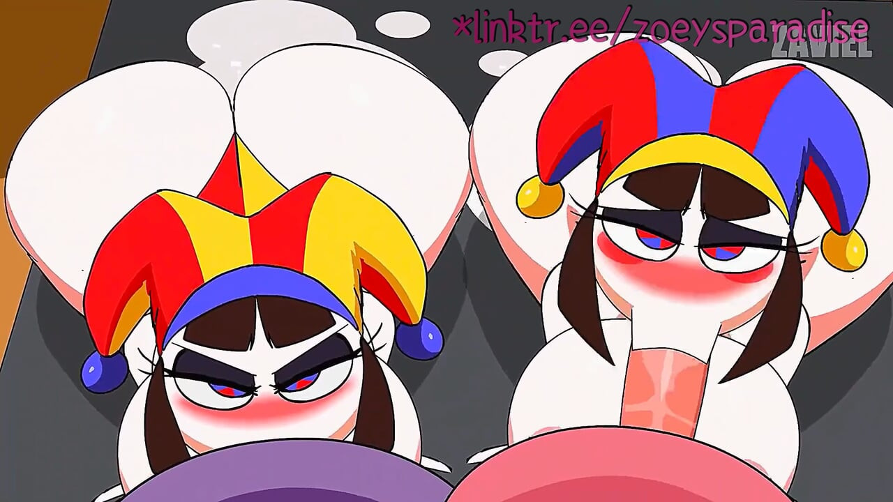Two mischievous clowns are having fun after the show