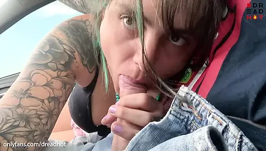 Naughty Tattooed Dreadhot Deep Blowjob. muka intens