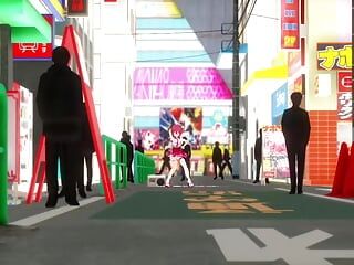 Megu Megu - sexy dans + openbare geleidelijke uitkleden (3d hentai)
