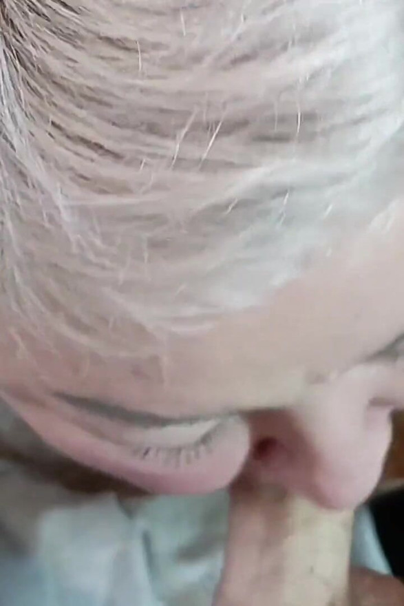 Stepmother Gives a Deep Blowjob and Gets a Portion of Hot Sperm in Her Throat