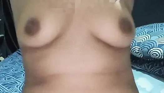 Blue hijab Muslim woman with seductive black t-shirt