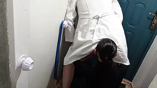 I caught my doctor masturbating and helped him cum