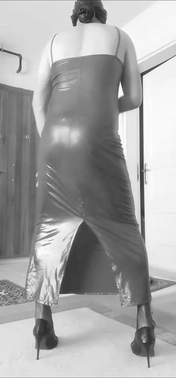 Leaher dress crossdresser