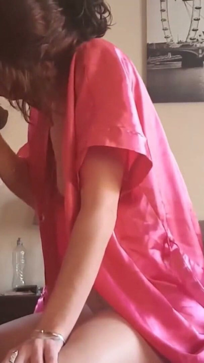 Girl in silk robe jerking cock and smoking cigarette | Clip 2