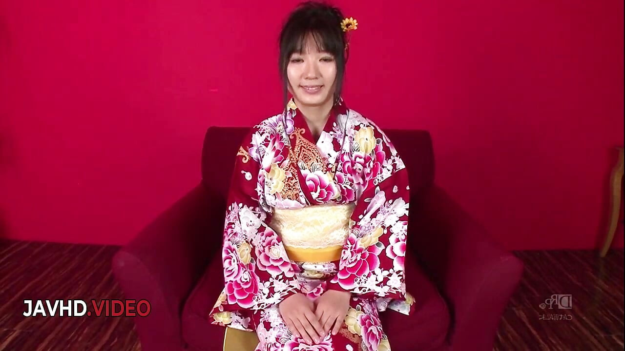 Chiharu's Kimono Threesome: Blowjob and Creampie Encounter
