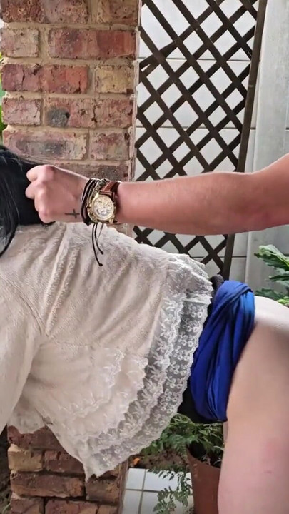 Thrilling moment from "My friend sharing his wife for a quick outdoor fuck,sharing cum in her pussy"
