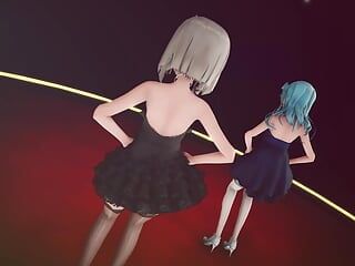 MMD R-18, anime, des filles dansent sexy (clip 1)