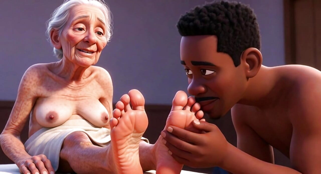 Elderly Granny Getting Feet Oiled & Licked - Sole Licking Pleasure
