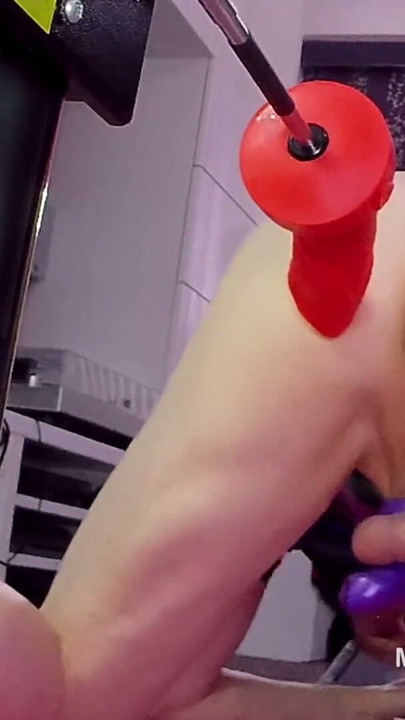 Getting anal pounded on the fucking machine while locked in chastity makes me squirt | Clip 3
