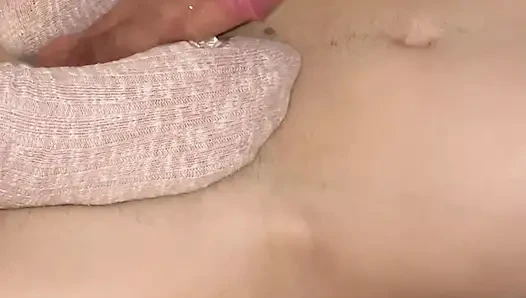 My stepbrother wanted me to cum him off with warm socks