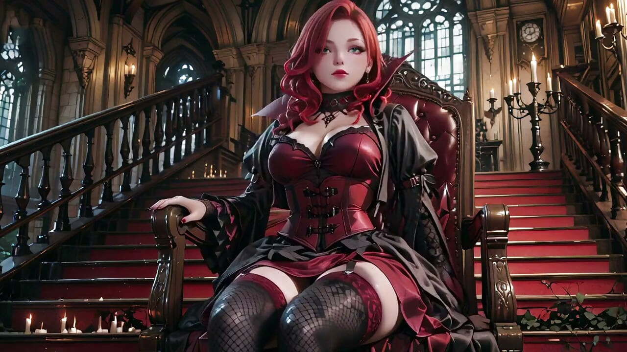 Redhead Gothic Muse: A Forbidden Encounter in the Dark Cemetery.