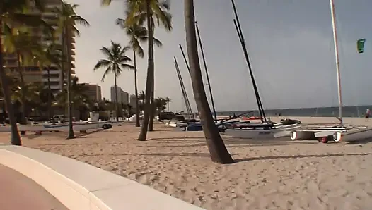Blonde teen picked up on the beach
