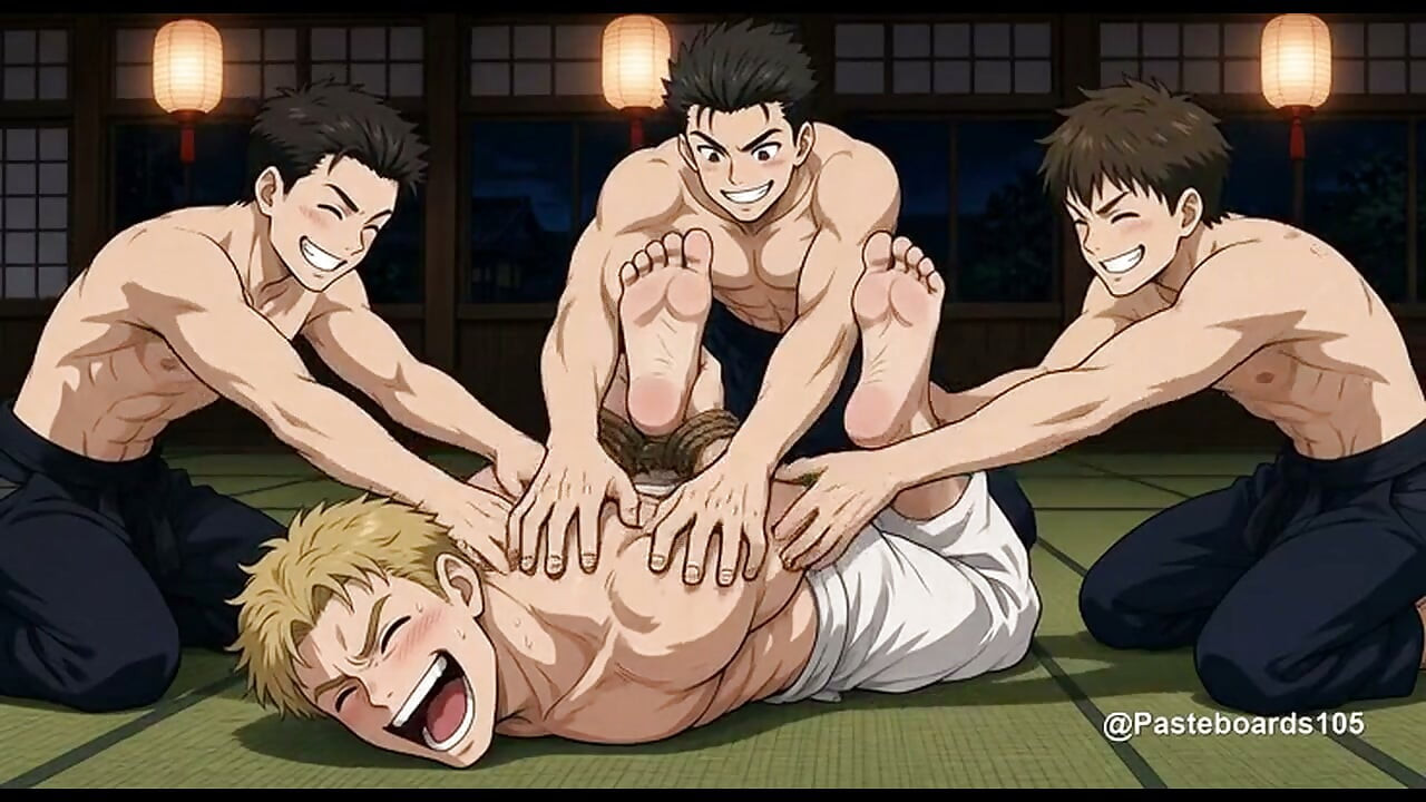Hogtied On The Dojo Mat - Bare Hands On His Soles (2D Anime)