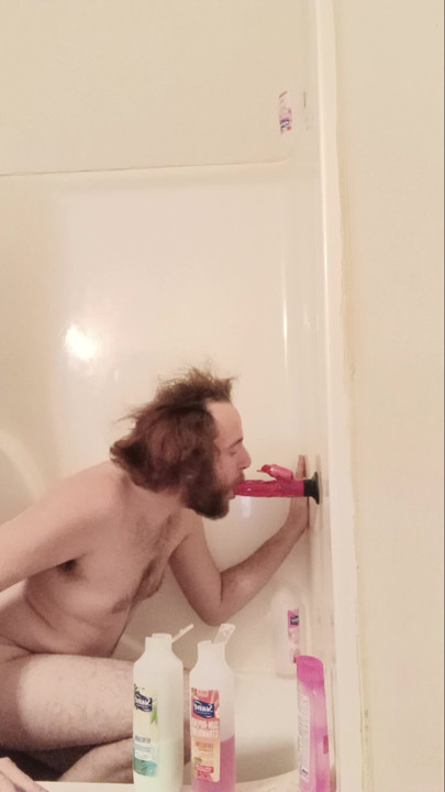 Giving my dildo a blowjob