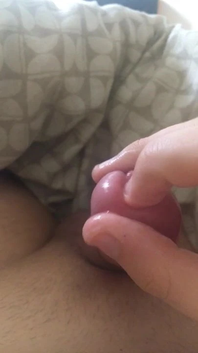 Rubbing the end of my wet cock