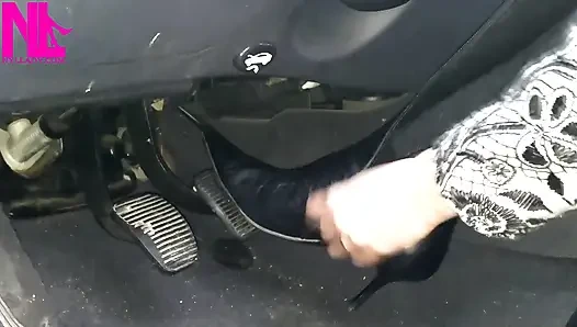 Pedal Pumping and Unzipping My Black Leather High Heeled Boots