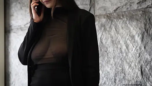 submissive intern - exposed in public