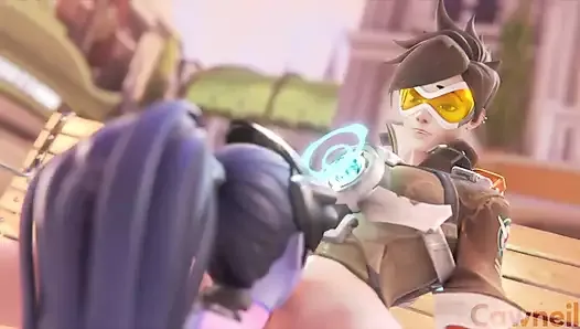Widowmaker Makes Sexy Eye Contact While Eating Tracer's Pussy