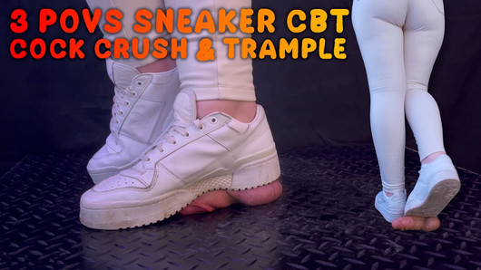 3 POVs Turnschuhe CBT cock crush und Trample