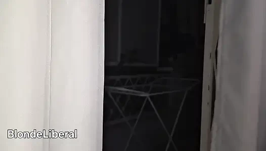 Naughty Housewife Showing off to Passers-by While Her Husband Works