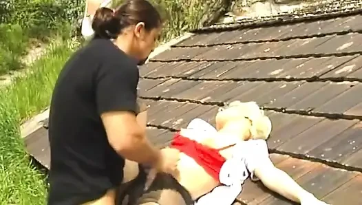 Blonde Amateur Takes Cock on Outdoor Roof