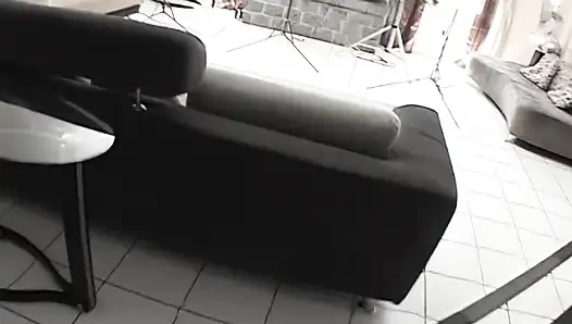 Sexy babe eats cum after a huge cock thrust her tight pussy